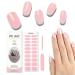 Foyute Semi Cured Gel Nail Strips 20 Pcs Soft Self-Adhesive Gel Nail Polish Wraps Sticker for Salon-Quality Manicure Set Long Lasting Easy to Apply & Remove Nail File & Wooden Stick (Pink B)