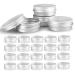 Round Silver Aluminum Metal Tin Storage Jar Containers with Secure Screw Top Lids for Cosmetic, Lip Balm,Salves, Candles,Skin Care and tea, 24pcs Silver-24pcs