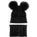 CheChury Toddler Hat and Scarf Set - Baby Knit Pom Beanie Cap with Circle Loop Scarf Neckwarmer for 1-3 Years - Black - Buy Online on SooperMarket.com