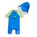 BONVERANO Baby Boys Swimsuit Toddler Bathing Suit Short-Sleeve Zipper One Piece Swimwear with UPF 50+ Sun Protection 2-3 Years Diving-goggles