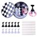 Kalolary 1 Set Nail Art Holder Practice Display Stand with 48Pcs White Reusable Adhesive Putty Clay  Magnetic Nail Art Tips Holders Crystal Nail Holder Chessboard Display Training Practice Stand Pink