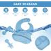 Vicloon Silicone Baby Feeding Set | 4 Pcs Weaning Suction Plate, Bib, Spoon & Fork | BPA-Free Toddler & Kids Plate Set | Divided Plate | Gift for Kids - Blue - Buy Online on SooperMarket.com