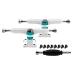 Teak Tuning Prodigy Fingerboard Trucks with Upgraded Lock Nuts, White Colorway - 32mm Wide - Professional Shape, Appearance & Components - Includes Pro Duro 61A Bubble Bushings in Teak Teal