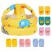 Umtiti Baby Adjustable Helmet Lightweight and Soft with 3 Pairs Baby Knee Pads for Crawling & 3 Pairs Baby Socks Great for Baby Learning to Walk and Crawl. Zoo Yellow+6