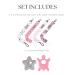 Dodo Babies Pacifier Clip & Teether Toy Set - 4 Clips + 2 Silicone Teethers - Universal Holder - Pink/Grey Prints - Boys/Girls - Buy Online on SooperMarket.com