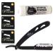 The Shave Factory - Shave Kit Straight edge razor single edge razor and styptic powder starter shave kit shaving kit (Black Razor/Premium Single Edge/Styptic Powder)