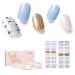 NAILOG Semi Cured Gel Nail Strips 34 pcs Salon-Quality Gel Nail Stickers Long Lasting Nail Wraps for Women with Soft Gel Finish Vintage Print & Silver Glitter Rooftop Garden