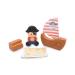 4x Edible Pirate Cake Toppers Set - Handmade Icing Fondant Pirate Ship Bag Map Birthday Baby Showers Cupcake Decor Supplies Comes with an Edible Glue