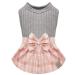 KYEESE Dog Dress Plaid with Bowtie Dog Sweater Dresses for Small Dogs Cat Dress Puppy Dress Dog Clothes Small(Pack of 1) 1#Bowtie (Pink Plaid)