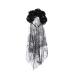 Prosy Halloween Rose Flower Headband Black Veil Horror Skull Costume Gothic Bride Veil Fancy Dress Headwear Accessories for Girls (Black)
