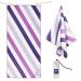 Whale Flotilla Microfiber Large Beach Towel, Quick Dry Beach Towel Sand Free Cooling Travel Camp Pool Towel Set for Kids/Adults, Super Absorbent and Portable, Striped 30x60 Inch Purple Purple 30*60