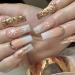 Brishow Christmas False Nails Snow Press on Nails Glitter Stick on Nails Ballerina Acrylic Short Fake Nails 24pcs for Women and Girls (C)