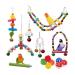 MQUPIN Bird Parrots Toys 14-Pack Cage Toys Hanging Swing Climbing Shredding Perches Ladders Sepak Takraw Bell Frosting Stick Parrot Set Toy for Medium Budgie Finches Cockatiels Conures African Parrot S-6.9inch