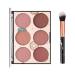 KAYNEST 6 Colors Matte Blush Palette, Rose Pink Light-Luxury Face Blush Palette with a Marble Makeup Brush, Contour & Highlight Face for a Shimmery or Matte Palette (#B - Matte Blush)