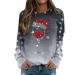 Women's Christmas Sweatshirts Cute Snowman Penguin Print O-Neck Raglan Top Shirt Pullover Comfy Warm Xmas Jumper Winter Long Sleeve Tops Loose Tunic Top Sweaters Z32-grey M
