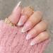 24Pcs French False Nails White Tip - Medium Length Almond Pink Press on Nails with Ballet Heart Design - Buy Online on SooperMarket.com