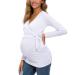 Love2Mi Women Maternity Breastfeeding Tops Long Sleeve V-Neck Cute Maternity Clothes XL White-long