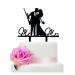 Mr and Mrs Wedding Cake Topper - Groom & Bride With Heavy Gun and Holding Flowers - Funny Gun Theme Wedding/Anniversary/Bridal Shower Cake Topper Funny Wedding Cake Topper (Heavy Gun)