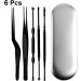 Healeved 6pcs Stainless Steel Wax Removal Kit with Padded Tools - Earwax Removal for Adults - Safe and Efficient Cleaning - Silver/Black - 14.2x1cm - Buy Online on SooperMarket.com