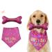 Dog Birthday Bandana Girl Set Pet Happy Birthday Toy Party Triangle Bibs with Cute Biting Bone Scarf Accessory for Small Medium Large Dogs Cats - Pink