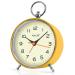 Tenock retro alarm clock analogous without ticks with night light snooze 4.3 '' round battery operator alarm clock loud for deep sleepers alarm clock without radiation for bedroom living room yellow