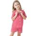 SWOMOG Unisex Girls Boys Modal Pyjamas Set | Button-Down Short Sleeve PJs | 6-7 Years Coral - Buy Online on SooperMarket.com