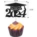 24Pcs 2024 Graduation Cupcake Toppers - Graduation Cake Decorations Class of 2024 Congrats Grad 2024 Cap Cupcake Picks for 2024 Graduation Party Supplies Black - Buy Online on SooperMarket.com
