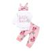 ChYoung Baby Girl Clothes Set Newborn Outfit Little Sister Romper Top and Rose Printed Pant and Headband 3 Pieces 0-3 Months Pink