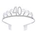 FRCOLOR Crystal Birthday Tiara Rhinestone 40th Birthday Crown Princess Queen Party Headband for Women Girls (Silver)
