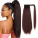 30 Inches Afro Kinky Straight Wrap Around Ponytail Long Afro Yaki Straight Ponytail Extensions for Women Girls Pony Tails Hair Pieces Dark Auburn Brown 30 inch magic ponytail 33#