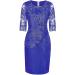 Plus Size Floral Lace Sheath Dress XL Dark Blue-1 | Knee Length Work Casual Party Cocktail Dress - Buy Online on SooperMarket.com