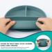 Baby Feeding Set: Silicone Bib, Suction Divided Bowl, Spoon, Fork - Toddler Utensils for Baby Led Weaning - 6 Months (Blue Green) - Buy Online on SooperMarket.com