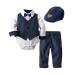 Volunboy Baby Boys Gentleman Suit Toddler Formal Waistcoat Outfit Wedding Shirts + Vest +Bow Tie 4 PCS Set 18-24 Months Navy White