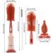 3 in 1 Baby Bottle Brush Set with Lone Handle, Silicone Cleaning Brush with Stand - Portable Teat, Straw, Nipples Cleaner for Bottles, Cups, Thermoses (Red) - Buy Online on SooperMarket.com