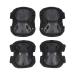 KUJOBUY Pack of 4 Tactical Combat Knee & Elbow Protective Pads Guard Black Knee and Elbow Pads Outdoor Sports Safety Gear Adjustable Shoulder Straps Gel Pads Black