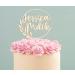 Personalized Wood Cake Topper | Custom Name Engraved Natural Birch Decoration for Weddings & Engagements - 15cm - Buy Online on SooperMarket.com