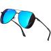 Joopin Polarised Sunglasses Mens UV Protection Al-Mg Metal Frame Double Bridge Aviation Sunglasses for Men Women Sun Glasses for Driving B05-black/Mirrored Blue