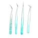4PC Eyelash Extension Tweezers Set - Straight & Curved for Professionals & Home Use - Light Nail Art Tools - Buy Online on SooperMarket.com