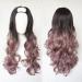Harajuku Fashion Long Wavy Curly Fluffy U Shaped Wigs Heat Resistant Synthetic Fibre Mixed Gradient Dark Roots Hair for Girls 28inches H e