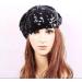 AIBEARTY Women's Sparkly Sequin Beret Hat - Fashionable Stretch Beanie Cap for Party, Club, Halloween in Black - Buy Online on SooperMarket.com