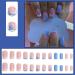Blue Heart French Style False Nails - 24pcs Medium Square Press on Nails with Glue - Elegant Sweet Fake Nails for Women and Girls - Buy Online on SooperMarket.com