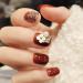 Sethexy Glossy Squoval Short False Nails Flower Glitter Rhinestone Studs Wine Full Cover Acrylic Fake Nails Tips for Women and Girls - Buy Online on SooperMarket.com