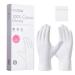 COOLJOB 100% Cotton Gloves 6 Pairs White Cotton Gloves for Dry Hands Moisturizing & Eczema Overnight Lotion Sleep & Spa Treatment for Women & Men Breathable Work Glove Liners Medium Size