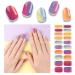 Foyute Semi Cured Gel Nail Strips 20 Pcs Soft Self-Adhesive Gel Nail Polish Wraps Sticker for Salon-Quality Manicure Set Long Lasting Easy to Apply & Remove Nail File & Wooden Stick (Smudge rainbow)