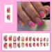 French Colored Flowers Short Square Fake Nails - 24 PCS, Glue on Nails for Women, Girls, Teens - with Glue Sticker and Nail File - Buy Online on SooperMarket.com