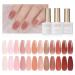 GAOY 15 Pcs Jelly Gel Nail Polish Kit, Sheer Nude Pink Colors Gel Polish Set with Glossy & Matte Top Coat and Base Coat for Nail Art DIY Manicure and Pedicure at Home Jelly Storm Set