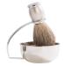 Bey-Berk BB13 Chrome Plated & Satin Finished Soap Dish with Pure Badger Brush Grey