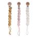Symbolife Pacifier Clip Macrame Boho Wooden Paci Clip Natural Pacifier Holder Handmade Braided Cotton Unisex Baby Shower Birthday Gift Christmas Gift Mixed 5