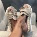 evzosrz Summer Womens Espadrilles Slip on Wedge Sandals Slides Bow Tie Platform Open Toe Mules Shoes Thick Cushion Slippers Sandals for Women Dressy 2023 Khaki 9