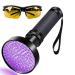 LGUIY UV Torch Flashlight UV Light 100 LEDs Torch Black Light 395nm Ultraviolet Flashlight Blacklight with Goggle for Pet Dog Cat Stains Scorpion Currency Bed Bug Detector
